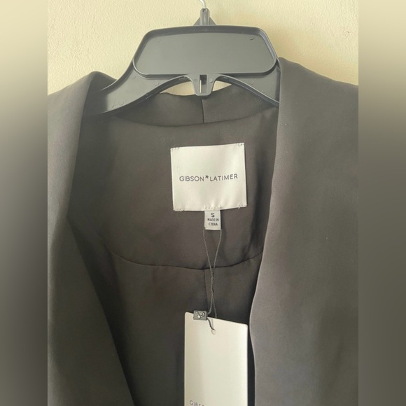 Gibson Latimer Black Sequin Knit Coordinating Long Sleeve Satin Contrast Blazer - Picture 10 of 10